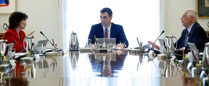 El presidente del Gobierno, Pedro Sánchez, en el Consejo de Ministros.