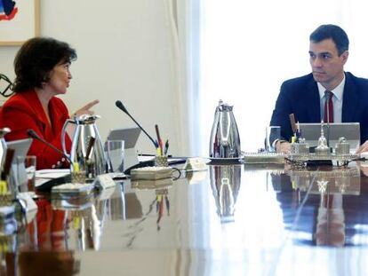 El presidente del Gobierno, Pedro Sánchez, en el Consejo de Ministros.