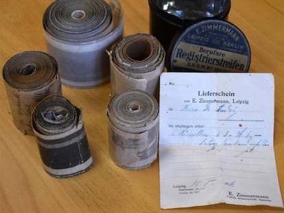 Cintas de papel ahumado custodiadas en Verín. Grabadas en 1910 por Eloy Luis André para estudiar las "curvas melódicas" de las lenguas.