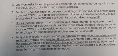 Las conclusiones del informe forense.