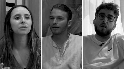 Tres jóevenes, en sus residencias de alquiler en Madrid.