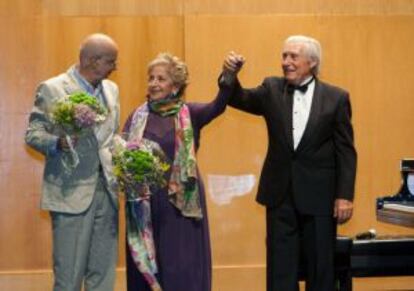 Fernando Argenta, Teresa Berganza y Joaquín Achucarro,en el homenaje del FIS por el centenario del nacimiento de Ataulfo Argenta.