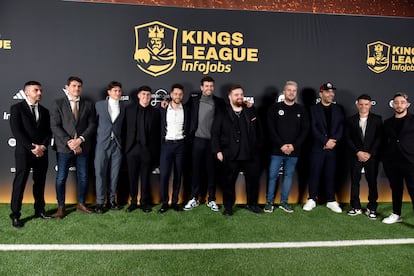 Los presidentes de la 'King's League' posan durante la presentación de la liga el pasado 27 de diciembre en Barcelona. 