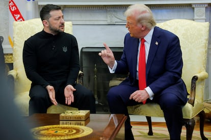 Los presidentes de Ucrania, Volodmir Zelenski, y de Estados Unidos, Donald Trump, en su reunin del viernes en el Despacho Oval.