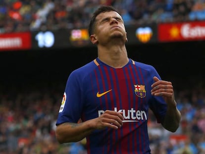 Coutinho, en un partido de Liga con el Barcelona.