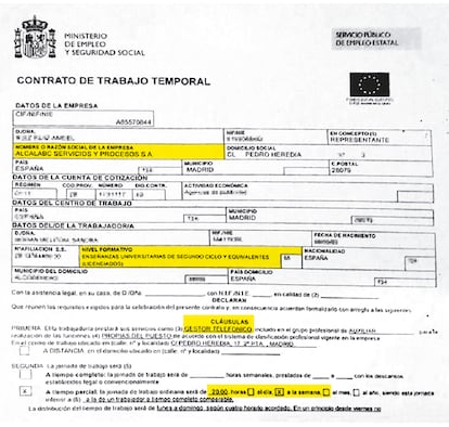 Contrato de trabajo que demuestra la precariedad