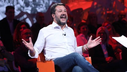 El líder de La Liga Norte, Matteo Salvini, en un programa de la cadena Rete 4, el pasado 12 de septiembre. 