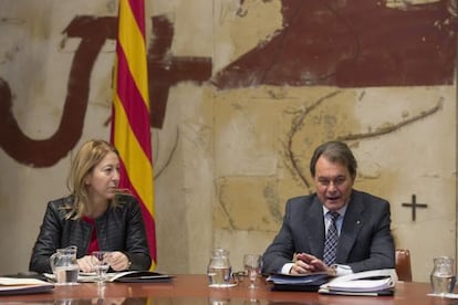 Artur Mas y Neus Munté, antes de la reunión de gobierno.