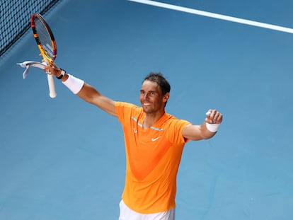 Nadal celebra una victoria contra Draper en el Open de Australia de 2023.