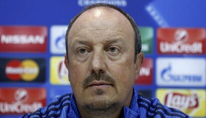 Rafa Benítez durante la rueda de prensa de este lunes.