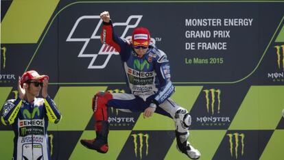 Lorenzo celebra la victoria en Le Mans