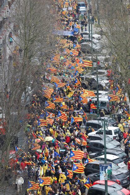 Imatge de la marxa independentista a Brussel·les.