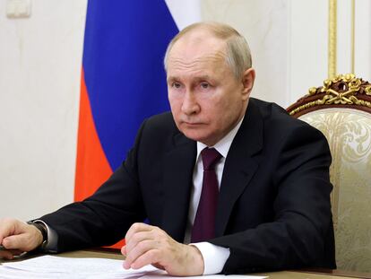 El presidente de Rusia, Vladímir Putin, durante una reunión, este miércoles en el Kremlin.