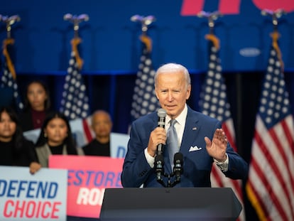 Joe Biden, este martes durante un discurso en el Teatro Howard de Washington.
