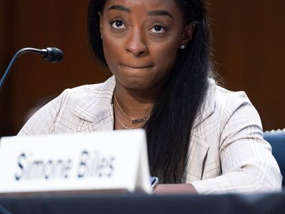 Simone Biles, durante su declaración el pasado miércoles.