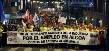 Manifestación en contra del cierre de Alcoa el pasado día 8 de noviembre. 