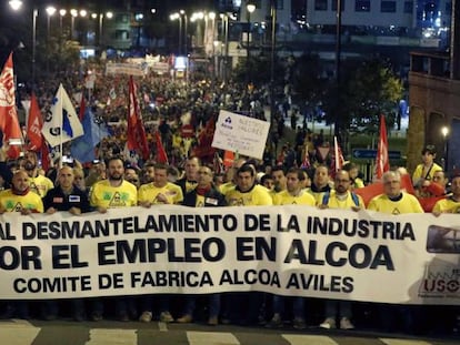 Manifestación en contra del cierre de Alcoa el pasado día 8 de noviembre. 