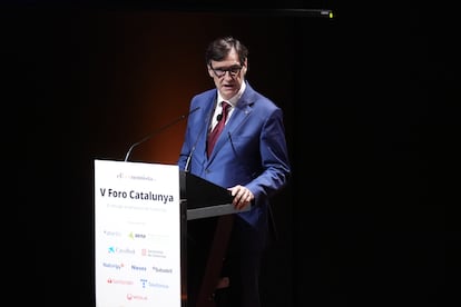 El presidenta, Salvador Illa, este lunes, durante el V Foro Empresarial de elEconomista.es, en CaixaForum.