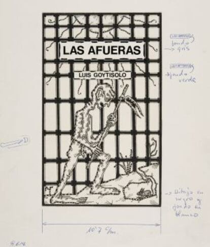 Boceto de la portada de 'Las afueras', de Luis Goytisolo.