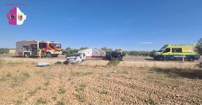 Accidente de tráfico entre dos vehículos en N-310 en el término municipal de Sisante.