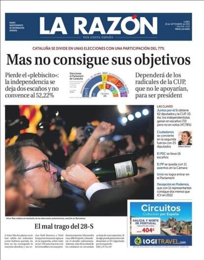 Portada de paper de 'La Razón'.