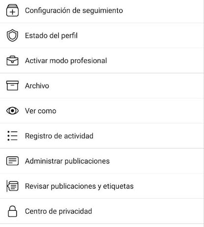 Facebook opciones