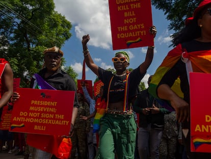 Manifestación contra la ley homófoba de Uganda, en Sudáfrica este pasado mes de abril.