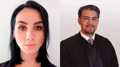 Victoria Figueiras y el juez Juan Manuel Alejandro Martínez Vitela.