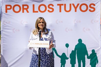 La portavoz nacional de Ciudadanos, Patricia Guasp, en el acto de precampaña celebrado en Madrid, este domingo.