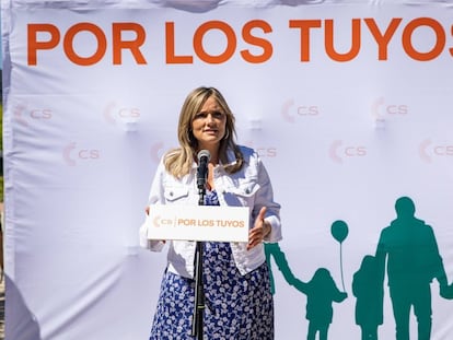 La portavoz nacional de Ciudadanos, Patricia Guasp, en el acto de precampaña celebrado en Madrid, este domingo.
