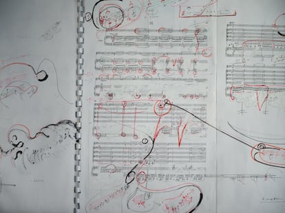 Una partitura con anotaciones del escritor Pascal Quignard en su apartamento de París.