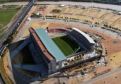 Obras del fondo norte del estadio Nuevo Arcángel.