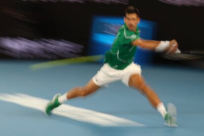 Novak Djokovic, en una de las jugadas de la final.