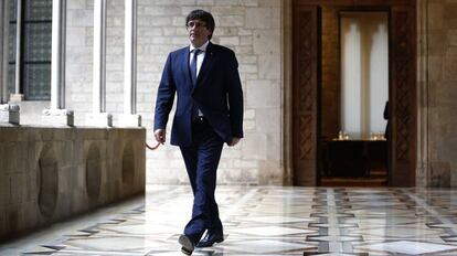 Carles Puigdemont en el palacio de la Generalitat.