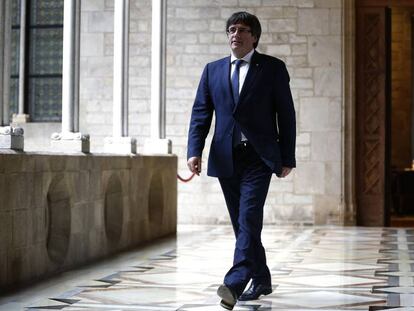Carles Puigdemont en el palacio de la Generalitat.