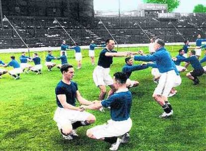 Imagen de un entrenamiento del Chelsea en 1939