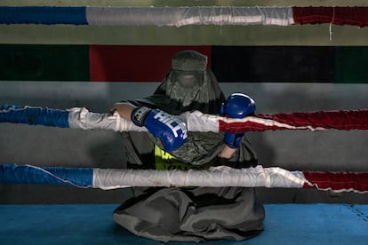 An Afghan woman boxer in Kabul, Afghanistan. In Afghanistan, women also practiced conventional boxing. In fact, Sadaf Rahmini made history by being the first female boxer to be invited to the 2012 London Olympics. "I'll proudly fight for women and Afghanistan," she said. Another of her famous quotes is: "The first time I hit someone it was in my village, I was 11. It was actually my cousin...afterwards he said I hit him so hard that I should become a boxer!"