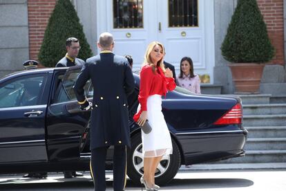 Los reyes Felipe VI y Letizia, reciben en el palacio de la Zarzuela al presidente de México, Enrique Pena Nieto, y su mujer, Angélica Rivera.