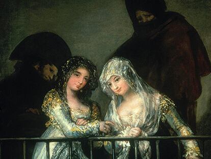 <i>Majas en el balcón</i>, atribuido a Francisco de Goya.
