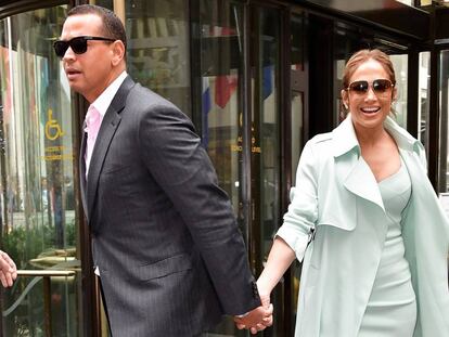 Alex Rodriguez y Jennifer Lopez el 24 de abril, en Nueva York.