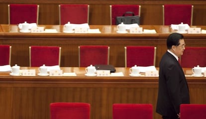 El presidente chino, Hu Jintao, en el Congreso Nacional del Pueblo.