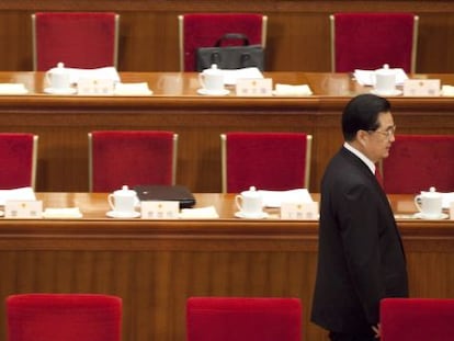 El presidente chino, Hu Jintao, en el Congreso Nacional del Pueblo.