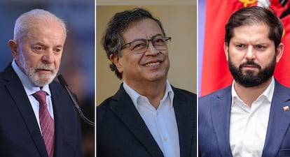 Luiz Inácio Lula da Silva, Gustavo Petro, y  Gabriel Boric.