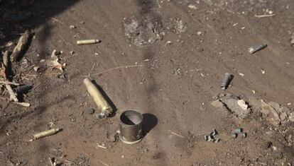 Casquillos de bala encontrados en el lugar del enfrentamiento.