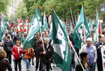 Los sindicatos se han manifestado esta mañana en Bilbao