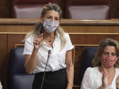 La vicepresidenta segunda del Gobierno y ministra de Trabajo y Economía Social, Yolanda Díaz, el miércoles en el Congreso.