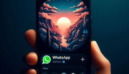 App WhatsApp en un smartphone con fondo