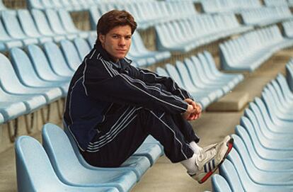 Xabi Alonso, en las gradas de Anoeta.