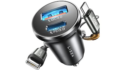 Cargador de móvil para el coche.