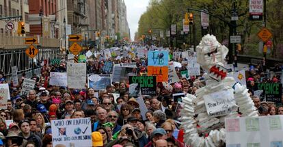 Marcha pela Ci&ecirc;ncia em Nova York, nos EUA.